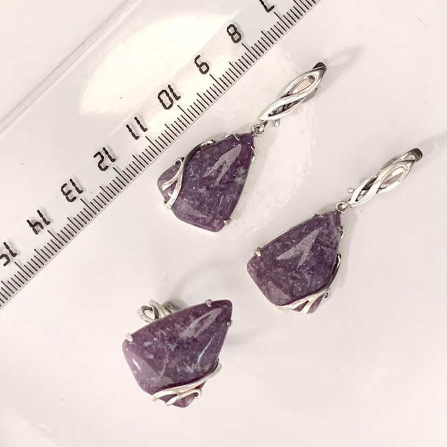 Серьги с1621 (10.68 г), серебро, фиолетовый, лепидолит купить в интернет-магазине Циркон С