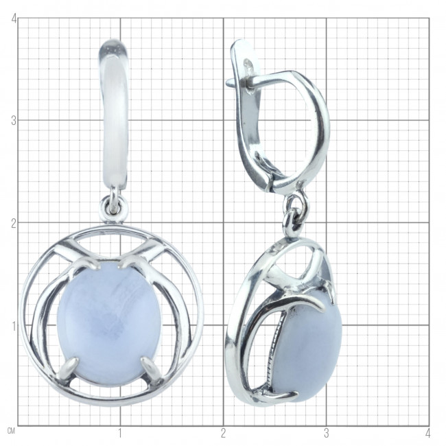 Серьги с1636 (7.03 г), серебро, голубой, агат купить в интернет-магазине Циркон С