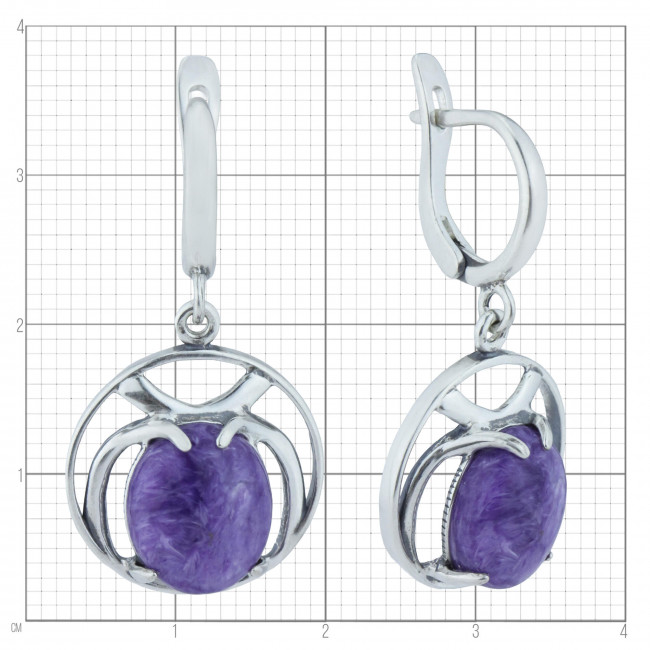 Серьги с1636 (7.50 г), серебро, фиолетовый, чароит купить в интернет-магазине Циркон С