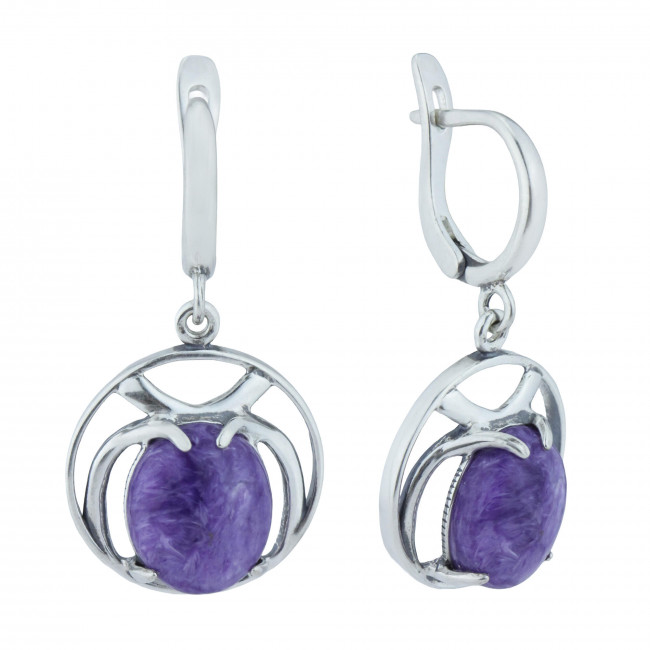 Серьги с1636 (7.50 г), серебро, фиолетовый, чароит купить в интернет-магазине Циркон С