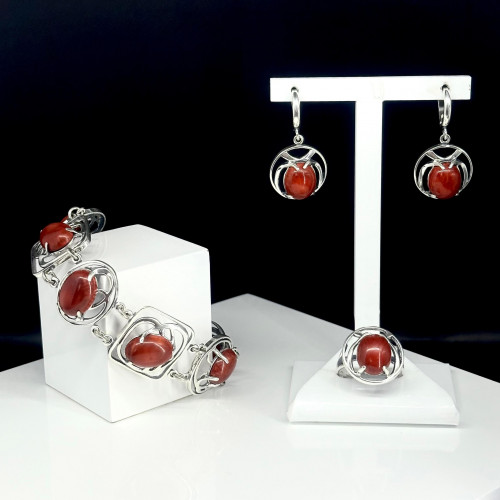 Серьги с1636 (7.59 г), серебро,  Красный Коралл купить в интернет-магазине Циркон С