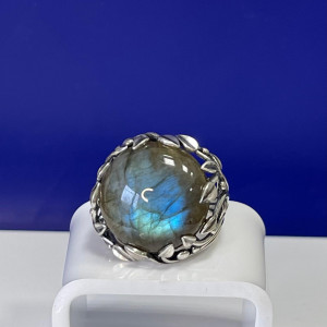 Кольцо к1654 (10.72 г), серебро,  Зеленый Лабрадор купить в интернет-магазине Циркон С