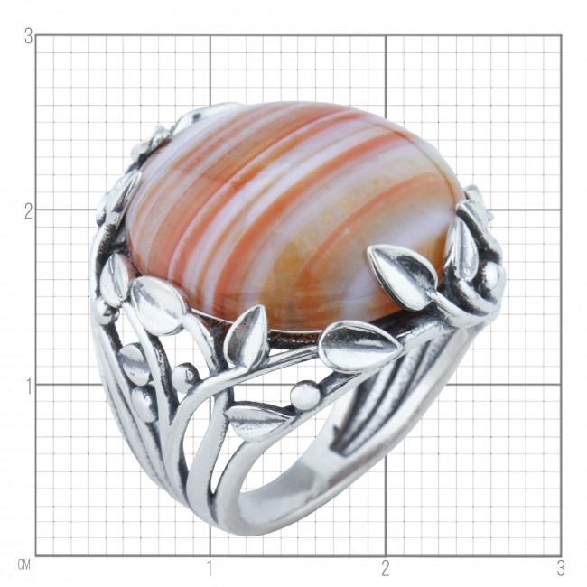Кольцо к1654 (10.21 г), серебро, бело-рыжий, агат купить в интернет-магазине Циркон С