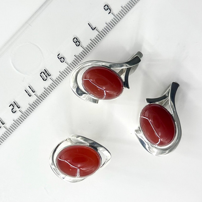 Серьги с1661 (12.19 г), серебро, коричневый, сердолик купить в интернет-магазине Циркон С