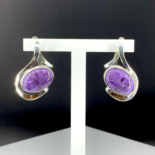 Серьги с1661 (12.79 г), серебро,  Фиолетовый Чароит купить в интернет-магазине Циркон С