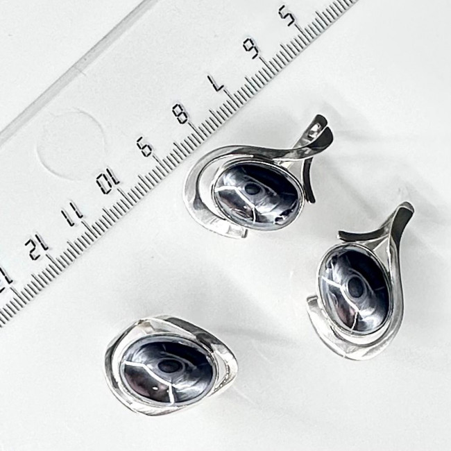 Серьги с1661 (11.66 г), серебро, стальной, гематит (имит) купить в интернет-магазине Циркон С