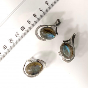 Серьги с1661 (12.77 г), серебро,  Голубой Лабрадор купить в интернет-магазине Циркон С