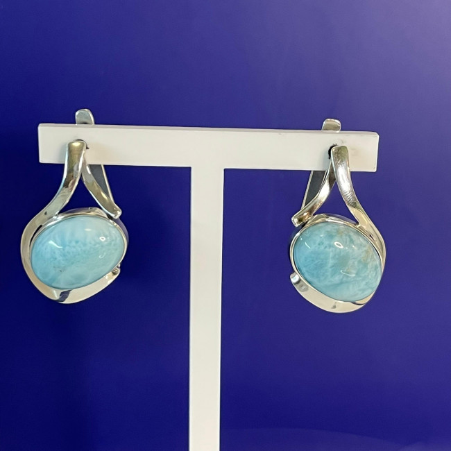 Серьги с1661 (12.84 г), серебро, голубой, ларимар купить в интернет-магазине Циркон С
