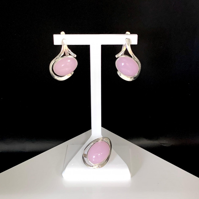 Серьги с1661 (12.78 г), серебро, розовый, кварц розовый (имит) купить в интернет-магазине Циркон С