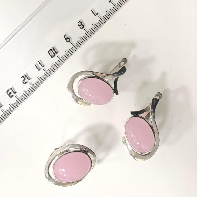 Серьги с1661 (12.78 г), серебро, розовый, кварц розовый (имит) купить в интернет-магазине Циркон С