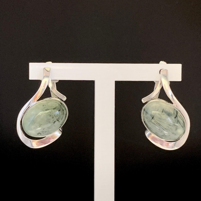 Серьги с1661 (13.91 г), серебро, зеленый, пренит купить в интернет-магазине Циркон С