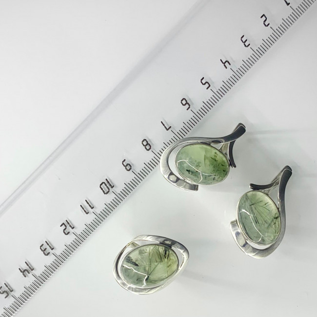 Серьги с1661 (13.91 г), серебро, зеленый, пренит купить в интернет-магазине Циркон С