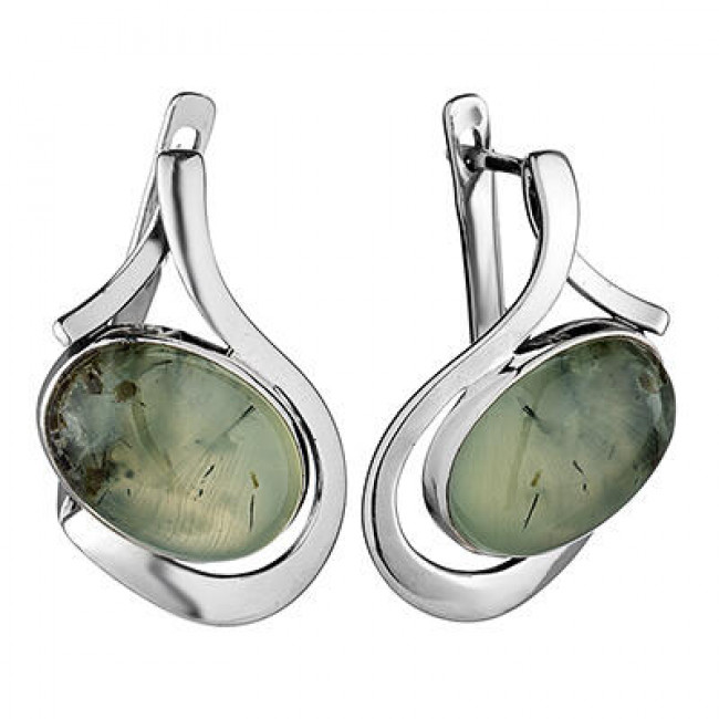 Серебряные серьги Циркон с1661, зеленый, пренит Серьги с1661 (13.91 г), серебро, зеленый, пренит купить в интернет-магазине Циркон С