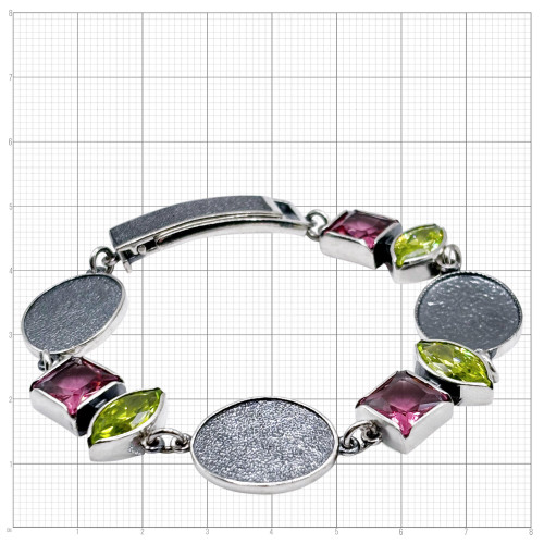Браслет бр1675 (21.64 г), серебро,  Розовый, Лимонный Кварц (Имит), Фианит купить в интернет-магазине Циркон С