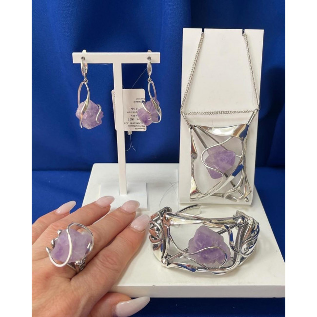 Серьги с1676 (15.98 г), серебро, фиолетовый, аметист купить в интернет-магазине Циркон С