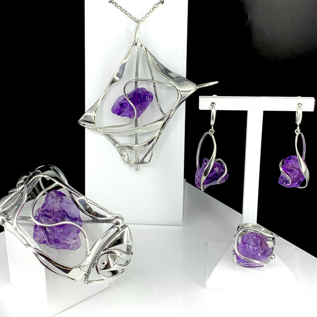 Серьги с1676 (15.98 г), серебро, фиолетовый, аметист купить в интернет-магазине Циркон С