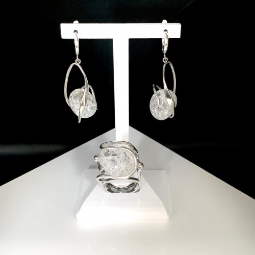 Серьги с1676 (14.87 г), серебро,  Белый Кварц Хрусталь купить в интернет-магазине Циркон С