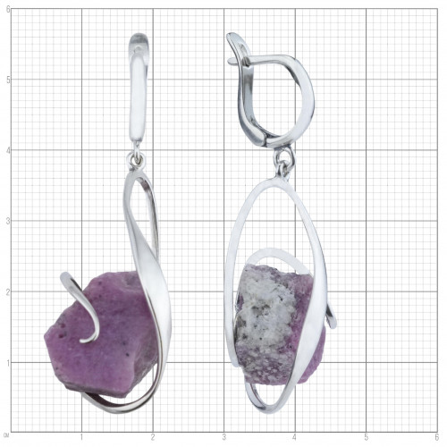 Серьги с1676 (16.73 г), серебро,  Малиновый Корунд купить в интернет-магазине Циркон С