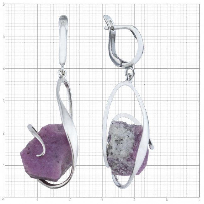 Серьги с1676 (16.73 г), серебро, малиновый, корунд купить в интернет-магазине Циркон С