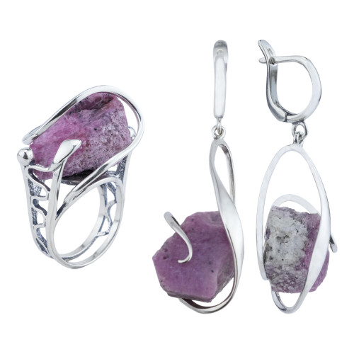 Серьги с1676 (16.73 г), серебро,  Малиновый Корунд купить в интернет-магазине Циркон С