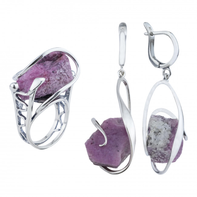 Серьги с1676 (16.73 г), серебро, малиновый, корунд купить в интернет-магазине Циркон С