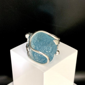 Кольцо из серебра с аквамарином к1676