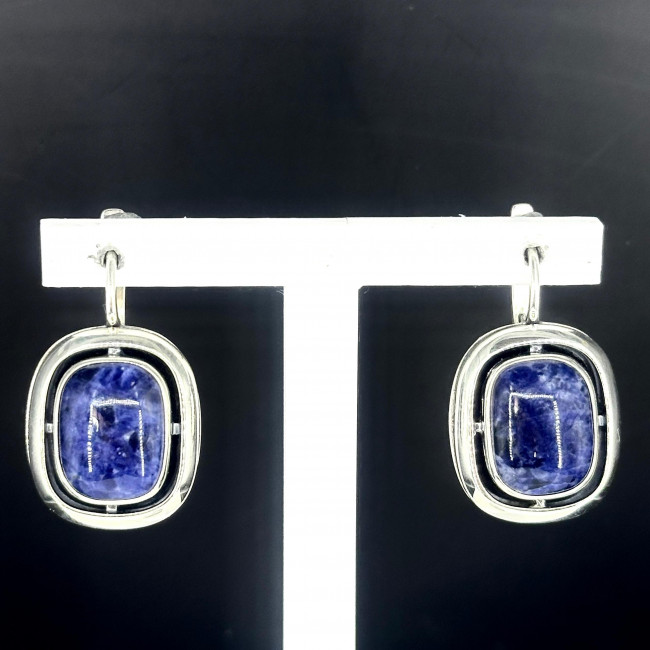 Серьги с168 (13.20 г), серебро, синий, содалит купить в интернет-магазине Циркон С