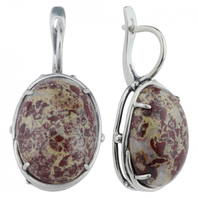 Серьги с1691 (12.94 г), серебро, бордовый, яшма купить в интернет-магазине Циркон С