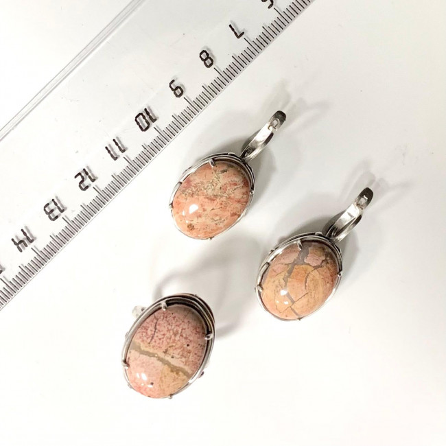 Серьги с1691 (12.15 г), серебро, бежевый, яшма купить в интернет-магазине Циркон С