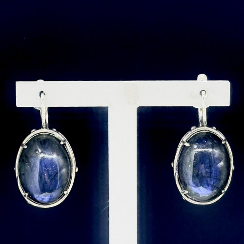 Серьги с1691 (11.27 г), серебро,  Синий Лабрадор Экстра купить в интернет-магазине Циркон С