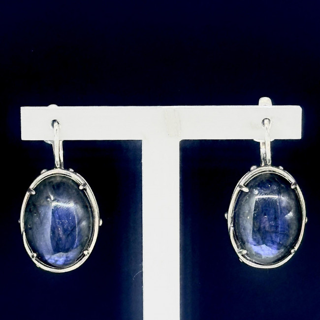 Серьги с1691 (11.27 г), серебро, синий, лабрадор экстра купить в интернет-магазине Циркон С