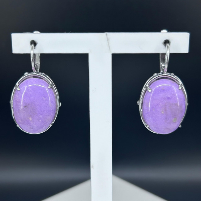 Серьги с1691 (10.79 г), серебро, фиолетовый, фосфосидерит купить в интернет-магазине Циркон С