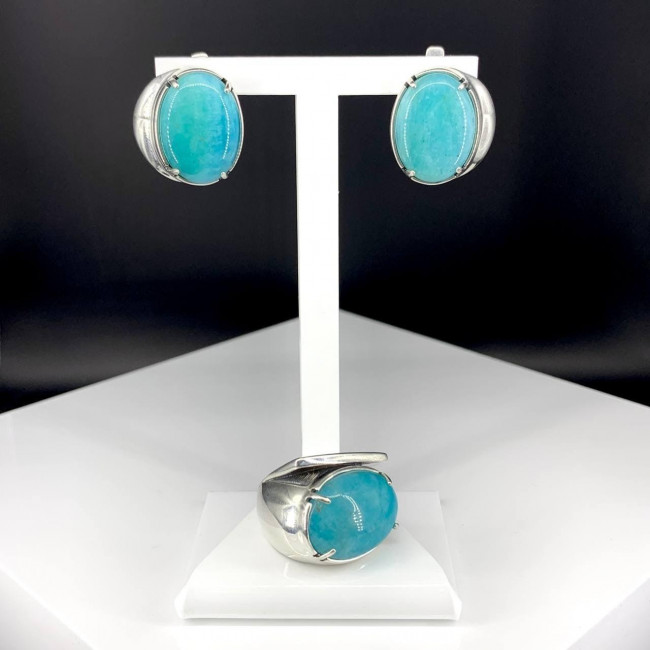 Серьги с1707 (12.70 г), серебро, голубой, амазонит перу купить в интернет-магазине Циркон С