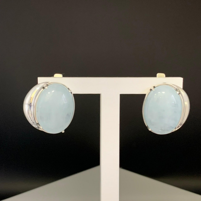 Серьги с1707 (11.93 г), серебро,  Голубой Аквамарин купить в интернет-магазине Циркон С