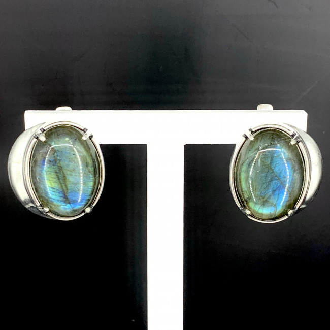 Серьги с1707 (12.49 г), серебро, синий, лабрадор купить в интернет-магазине Циркон С