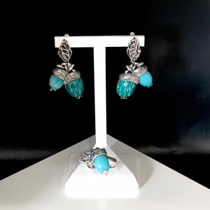 Серьги с1714 (19.99 г), серебро,  Зеленый, Голубой Амазонит, Амазонит Перу купить в интернет-магазине Циркон С