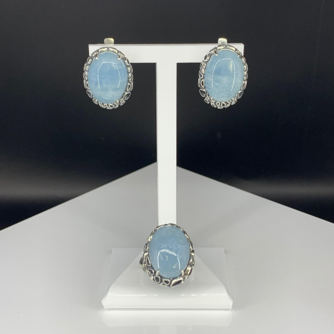 Серьги с1717 (12.92 г), серебро, голубой, аквамарин купить в интернет-магазине Циркон С