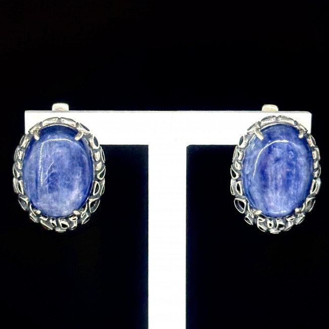 Серьги с1717 (14.30 г), серебро, синий, кианит купить в интернет-магазине Циркон С