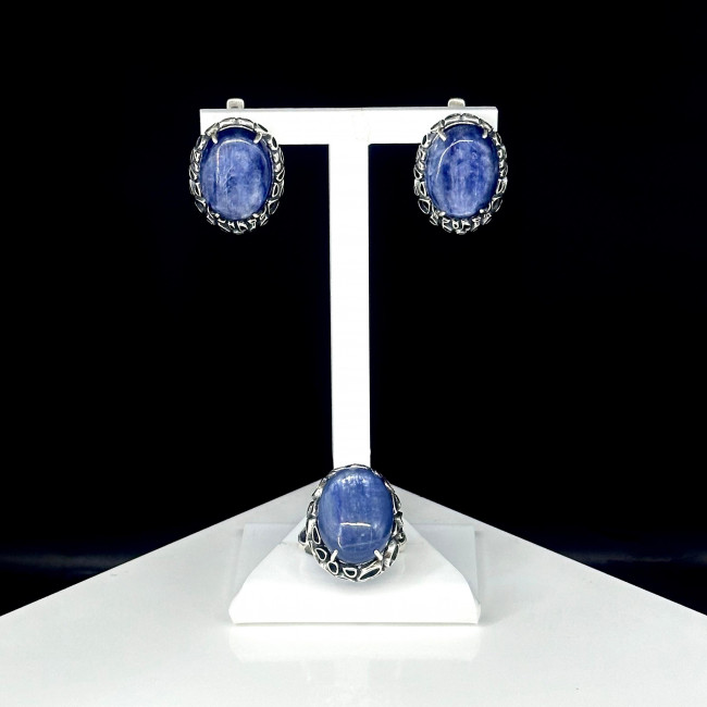 Серьги с1717 (14.30 г), серебро, синий, кианит купить в интернет-магазине Циркон С