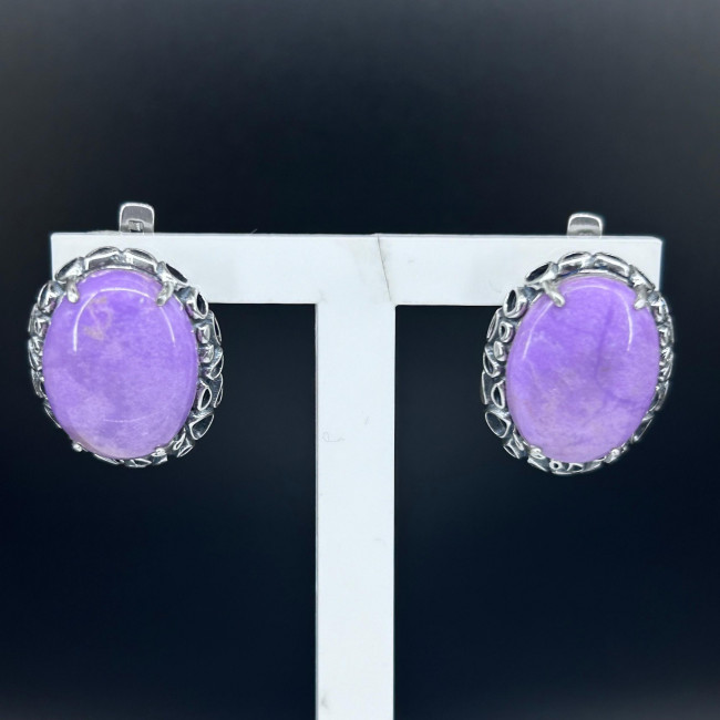 Серьги с1717 (11.22 г), серебро, фиолетовый, фосфосидерит купить в интернет-магазине Циркон С