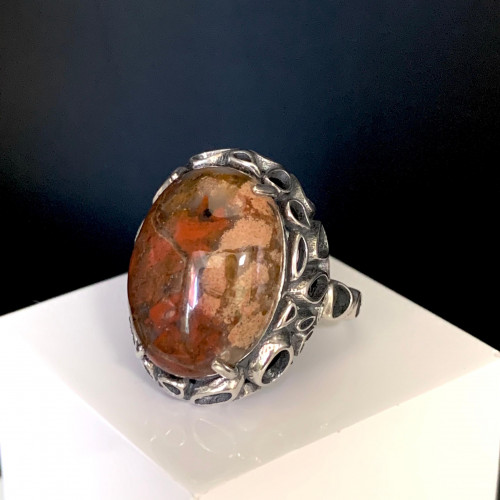 Кольцо к1717 (6.67 г), серебро,  Красный Яшма купить в интернет-магазине Циркон С