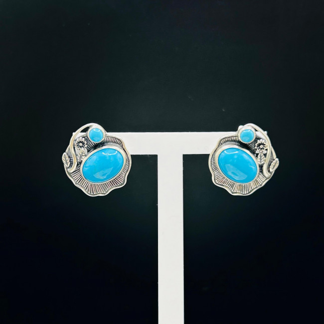 Серьги с1724 (10.95 г), серебро,  Голубой Бирюза купить в интернет-магазине Циркон С