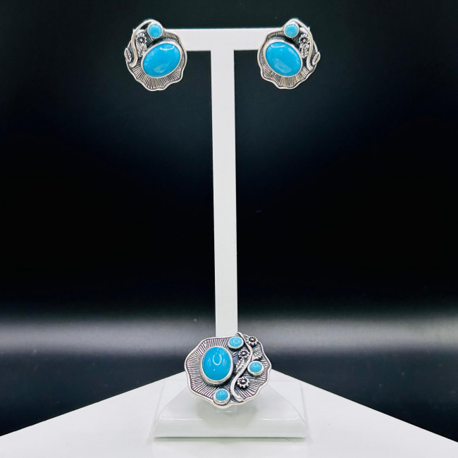 Серьги с1724 (10.95 г), серебро,  Голубой Бирюза купить в интернет-магазине Циркон С