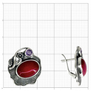 Серебряные серьги с кораллом с1724