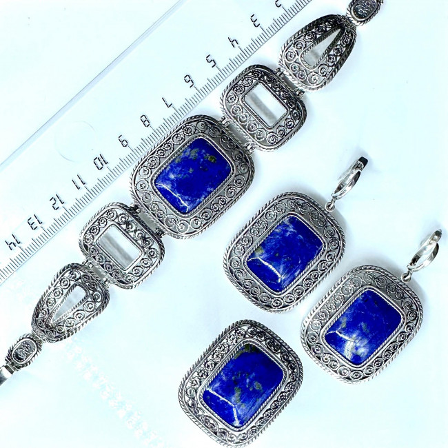 Серьги с1725 (25.35 г), серебро, синий, лазурит купить в интернет-магазине Циркон С