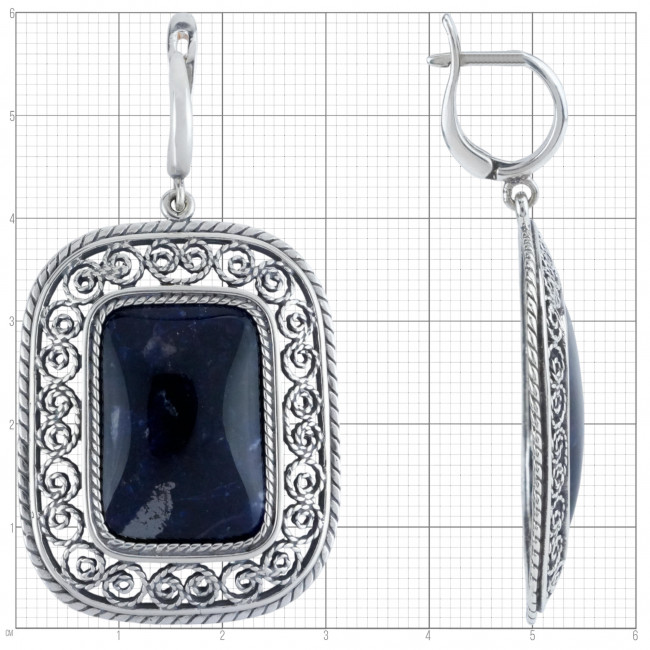 Серьги с1725 (22.08 г), серебро, синий, содалит купить в интернет-магазине Циркон С
