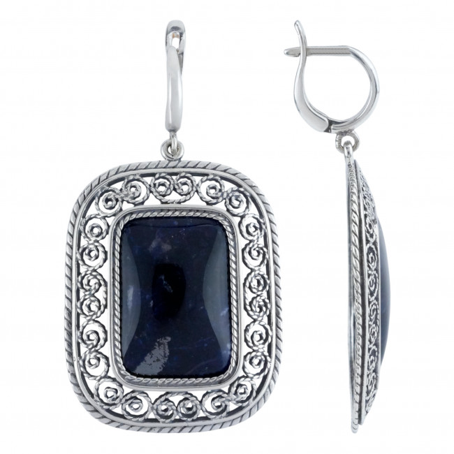 Серьги с1725 (22.08 г), серебро, синий, содалит купить в интернет-магазине Циркон С