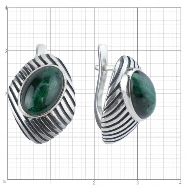Серьги с1732 (9.06 г), серебро, зеленый, малахит купить в интернет-магазине Циркон С