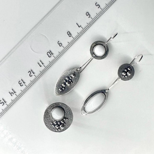 Серьги с1736 (10.29 г), серебро,  Белый Кахолонг (Имит) купить в интернет-магазине Циркон С