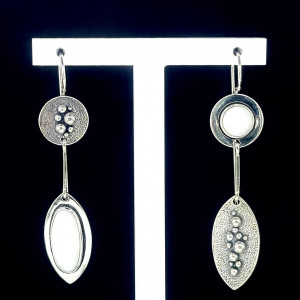 Серьги с1736 (10.29 г), серебро,  Белый Кахолонг (Имит) купить в интернет-магазине Циркон С